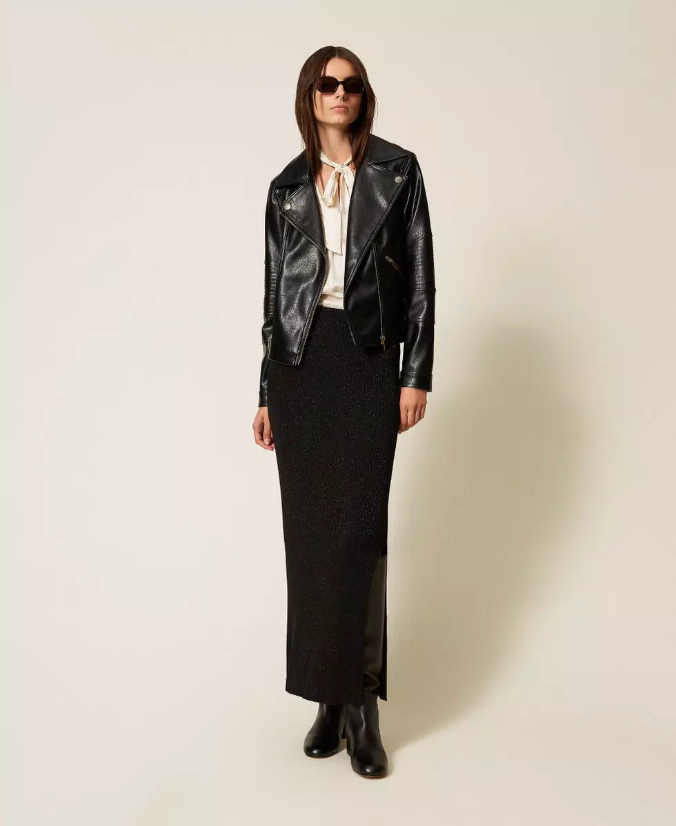 Gonna longuette in maglia con lurex Twinset