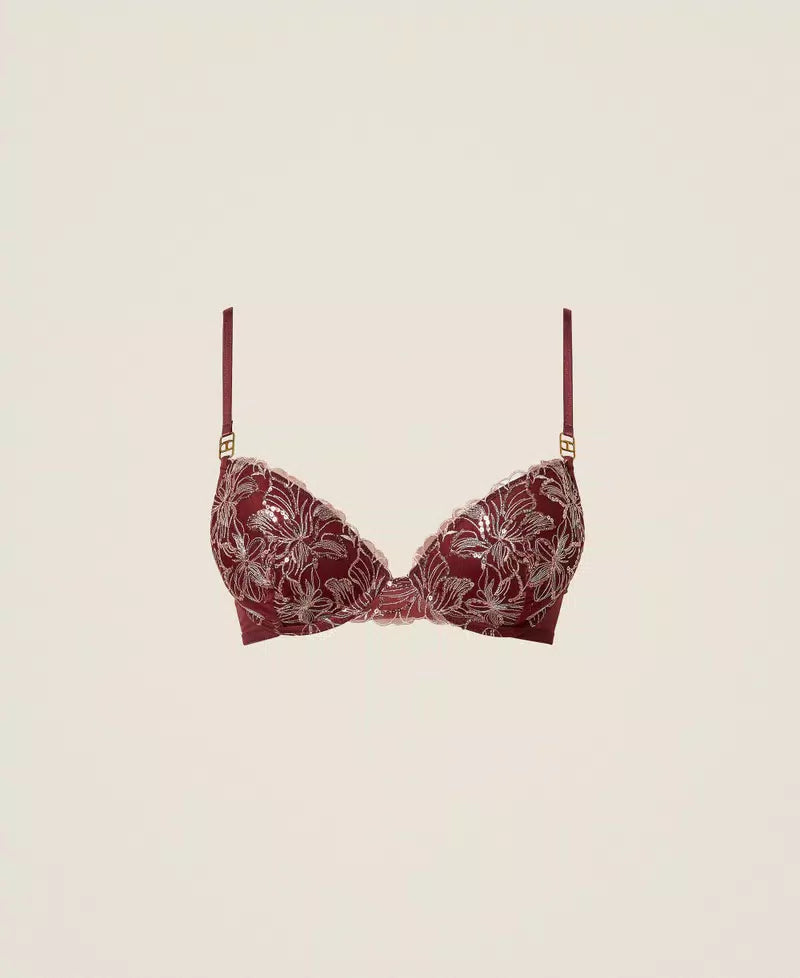 Reggiseno push-up con ricamo floreale Twinset