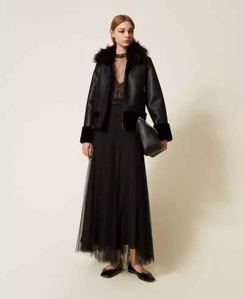 Gonna lunga in tulle plumetis Twinset