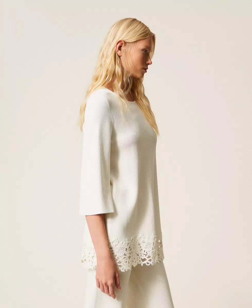 Maxi maglia con pizzo Twinset