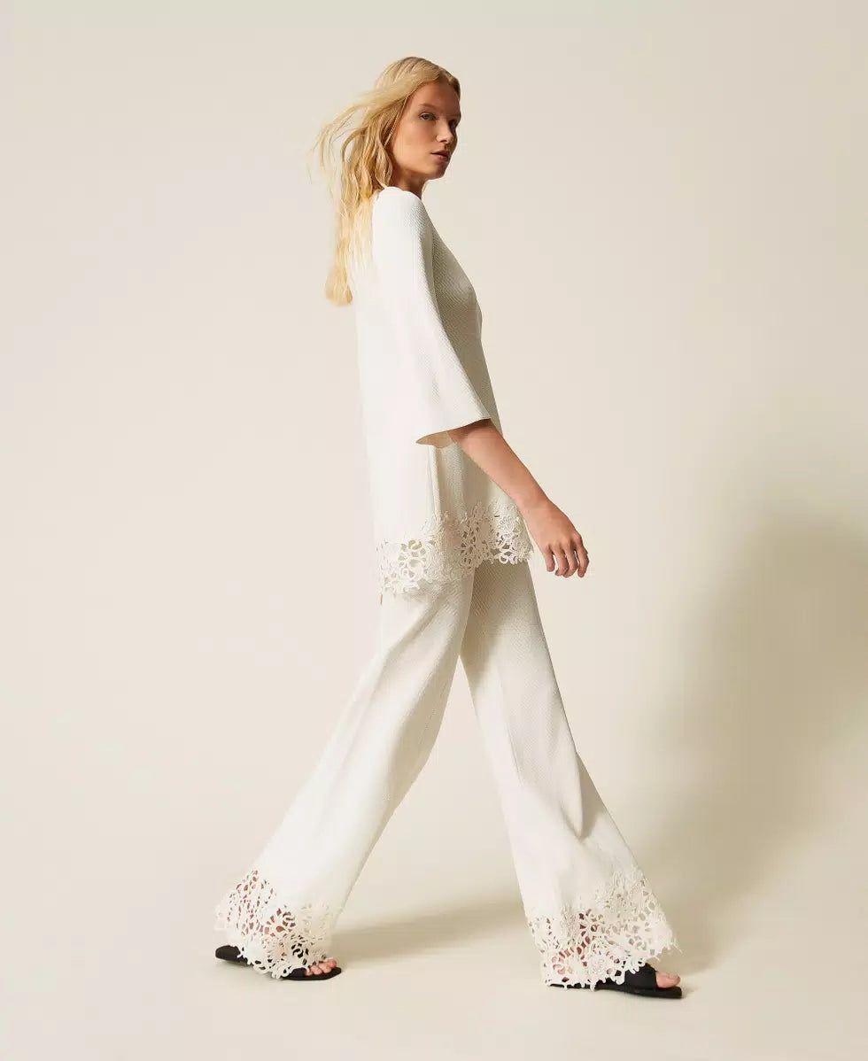 Pantaloni in maglia con pizzo Twinset