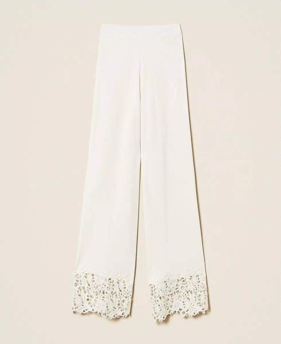 Pantaloni in maglia con pizzo Twinset