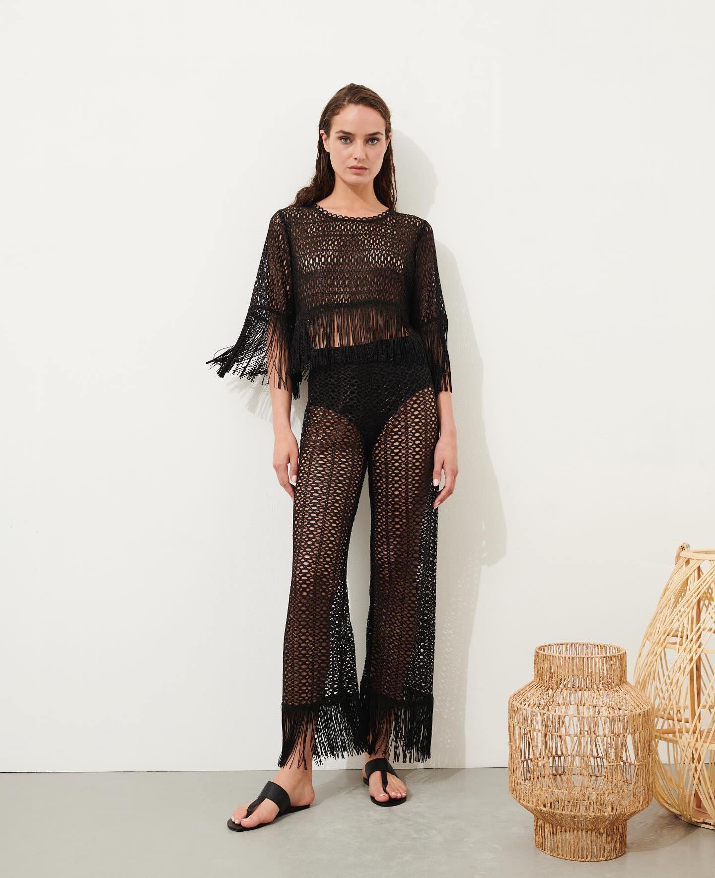 PANTALONE RETE E FRANGE Raffaela D'Angelo