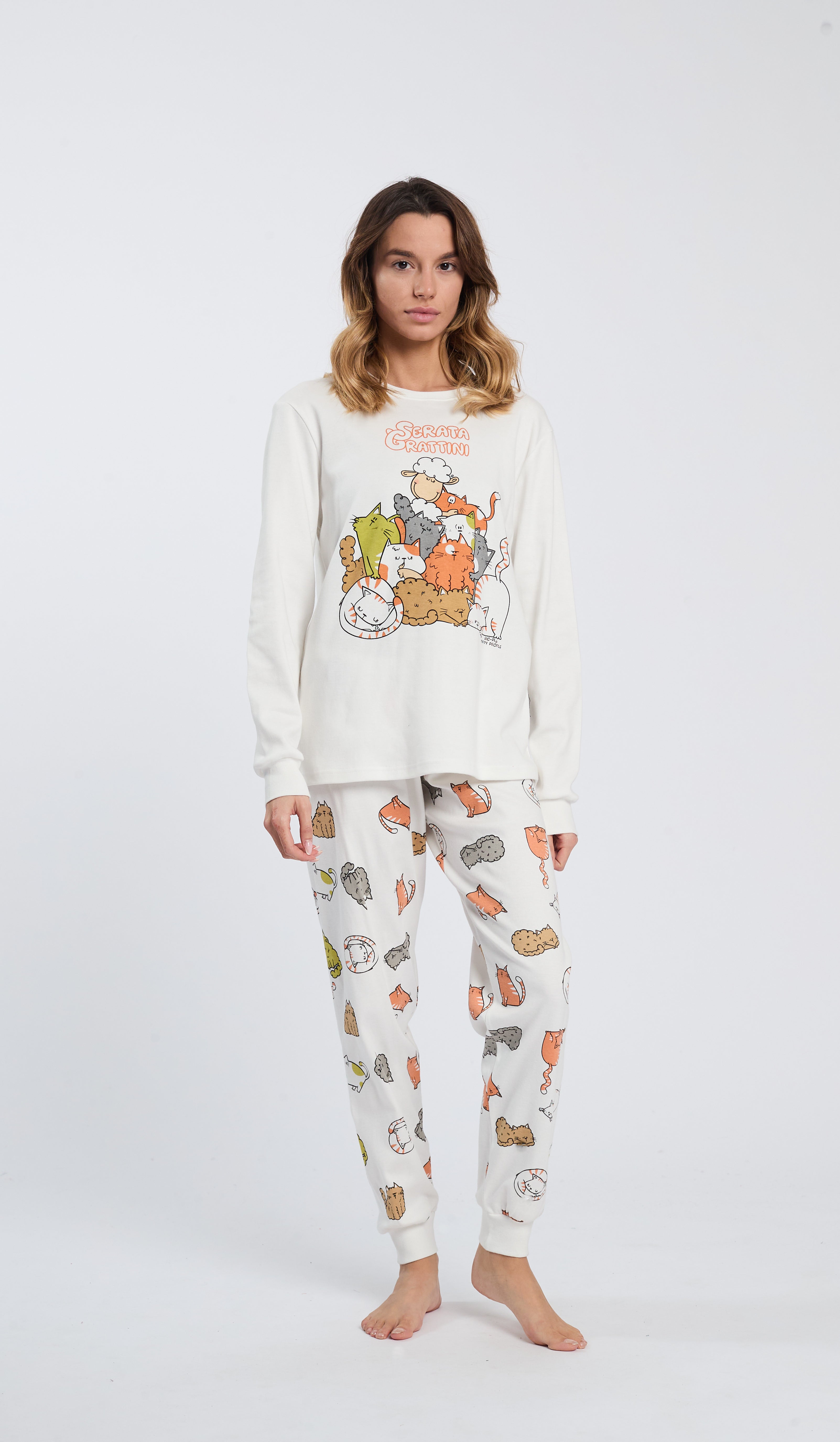 PIGIAMA DONNA A GIROCOLLO  EDIZIONE: "SERATA GRATTINI" HAPPY PEOPLE