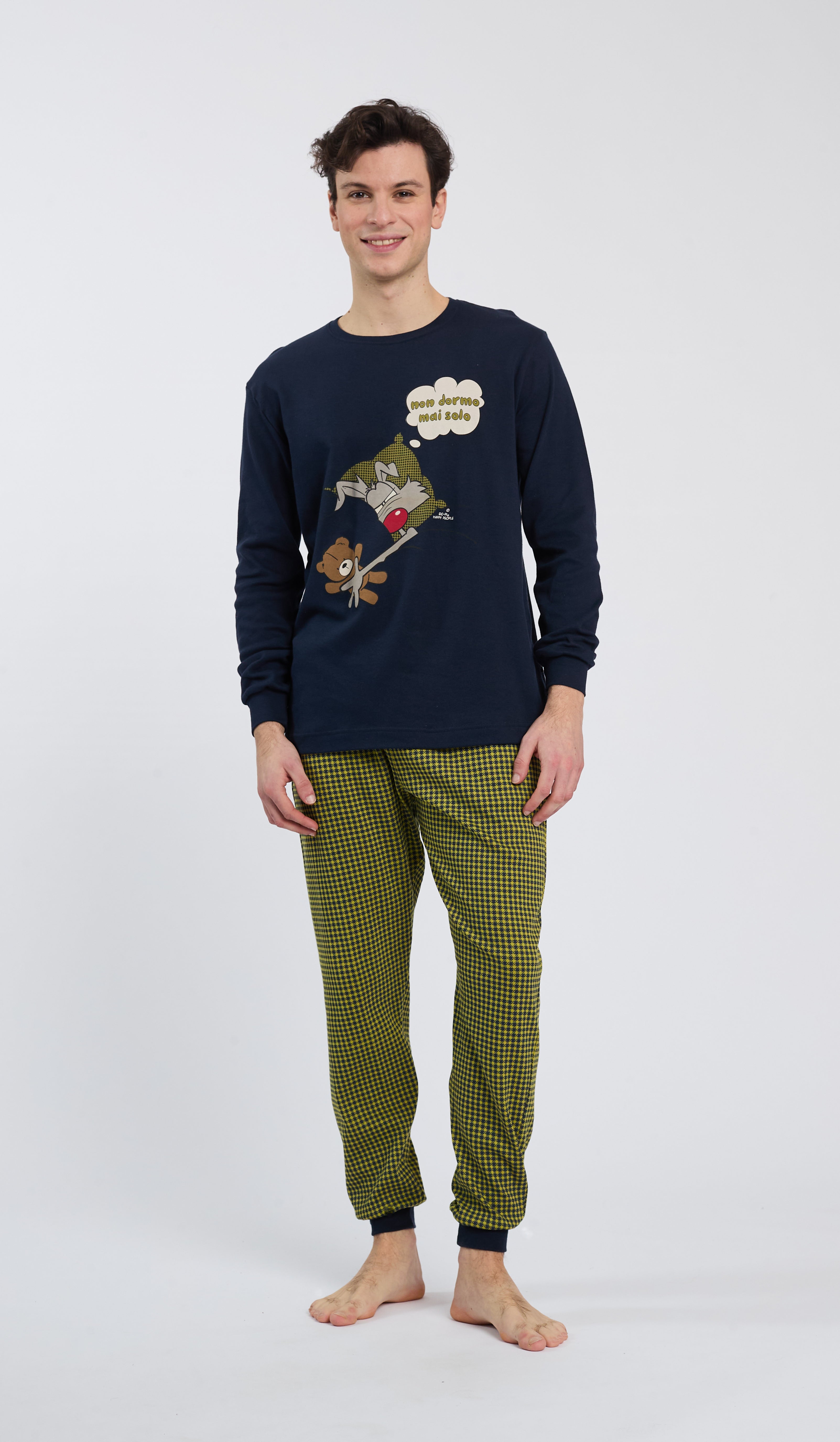 Pigiama Uomo GIROCOLLO EDIZIONE : "NON DORMO SOLO" Happy People