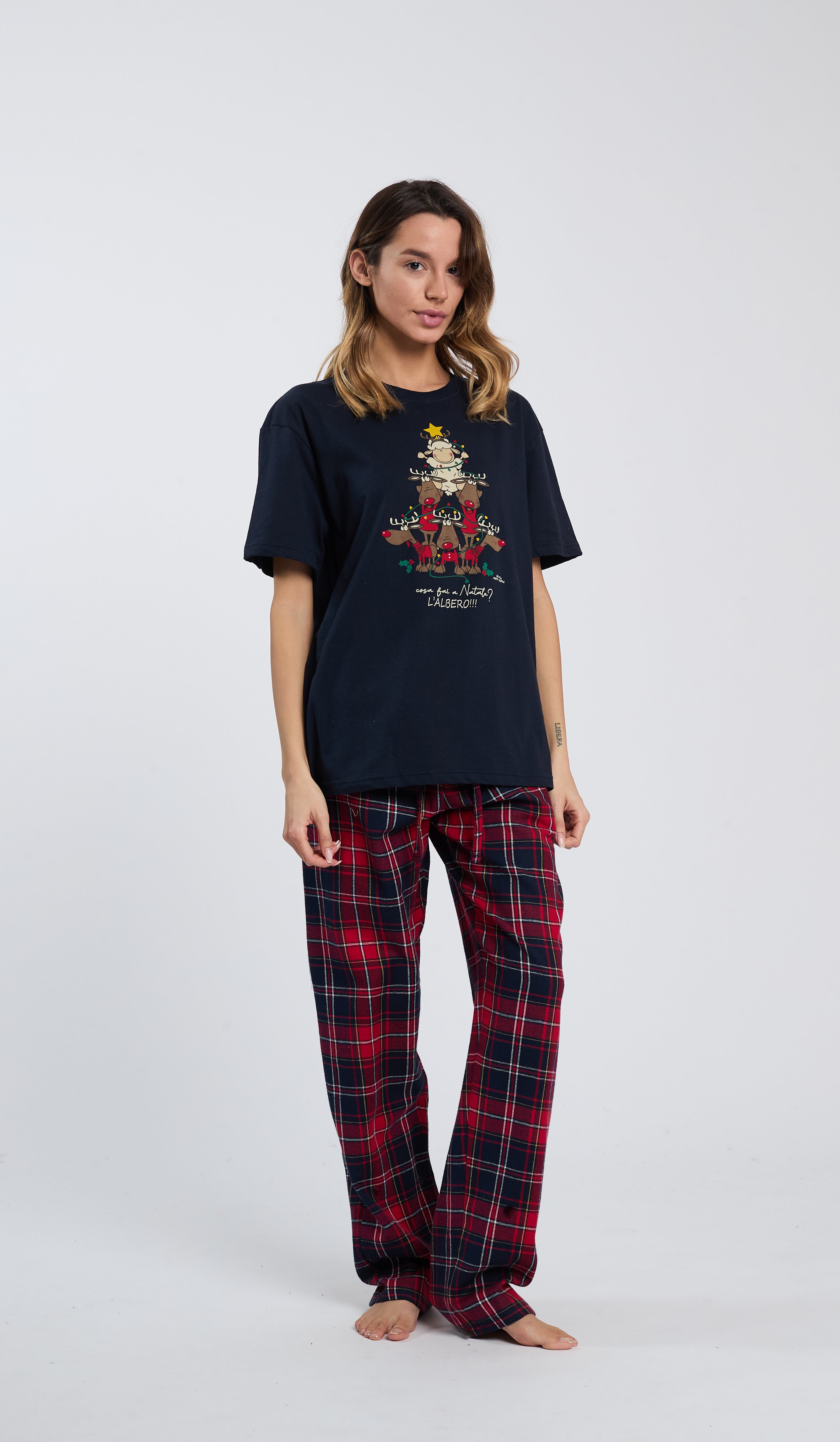 PIGIAMA DONNA CON T-SHIRT A GIROCOLLO EDIZIONE: "NATALE" HAPPY PEOPLE