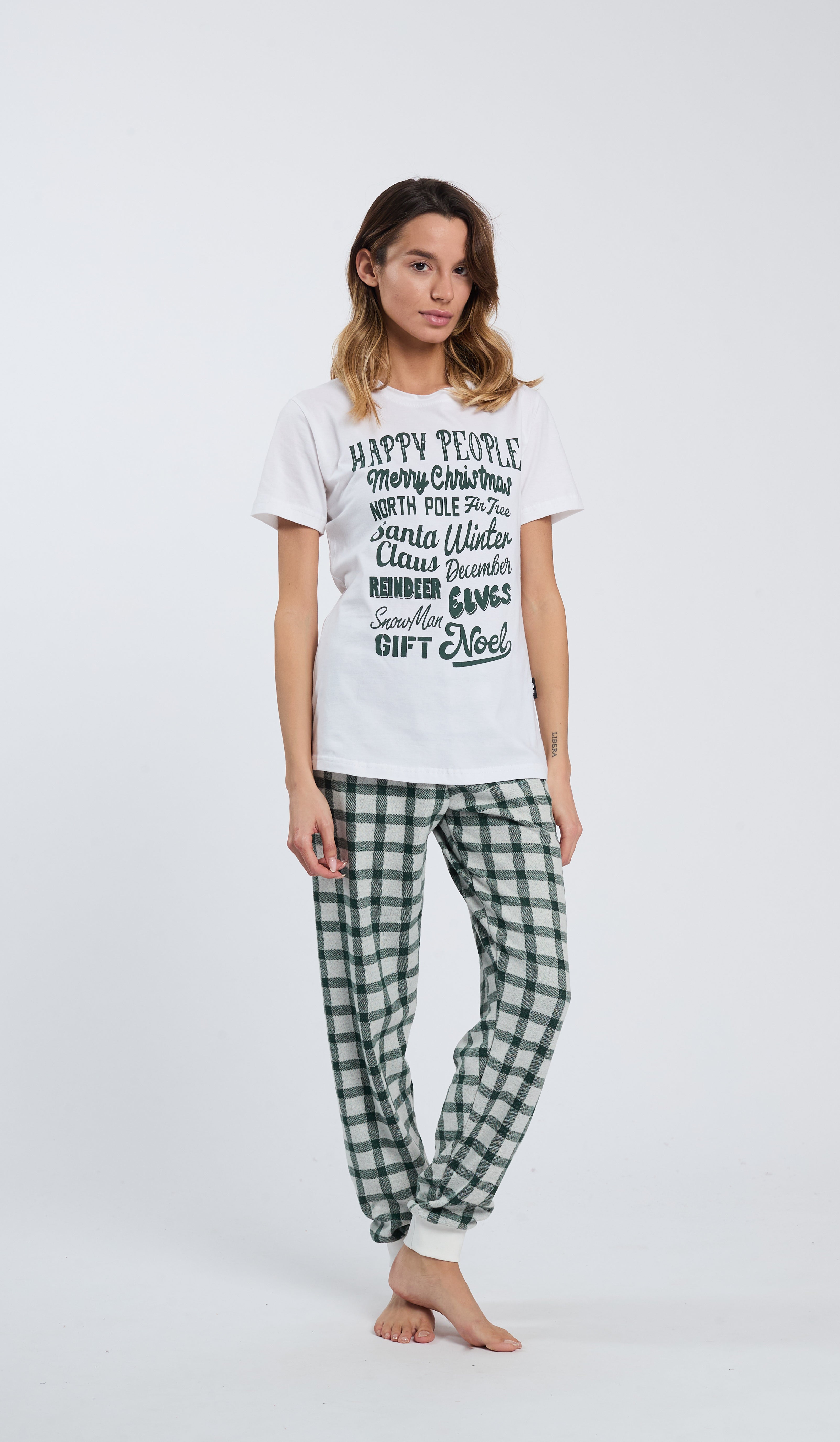 PIGIAMA DONNA CON T-SHIRT A GIROCOLLO  EDIZIONE: "NATALE" HAPPY PEOPLE