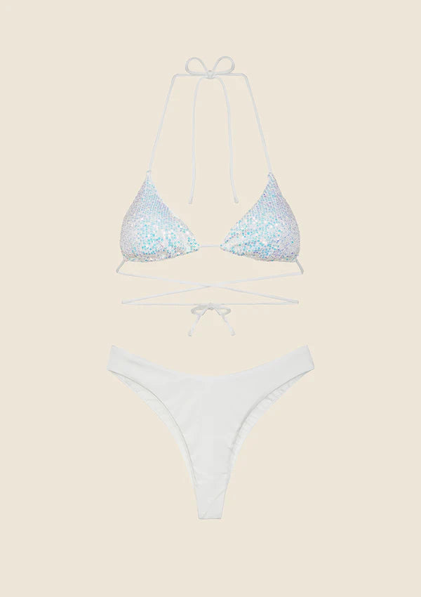 Bikini Donna F**K Triangolo con Slip Americano Fisso BIANCO EFFEK