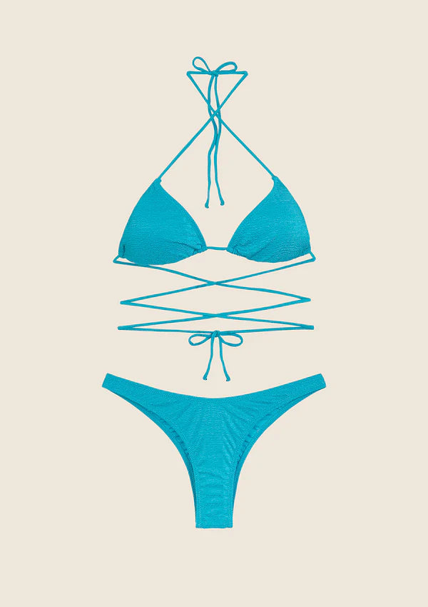 Bikini Donna F**K Triangolo con Slip Americano Fisso AZZURRO EFFEK
