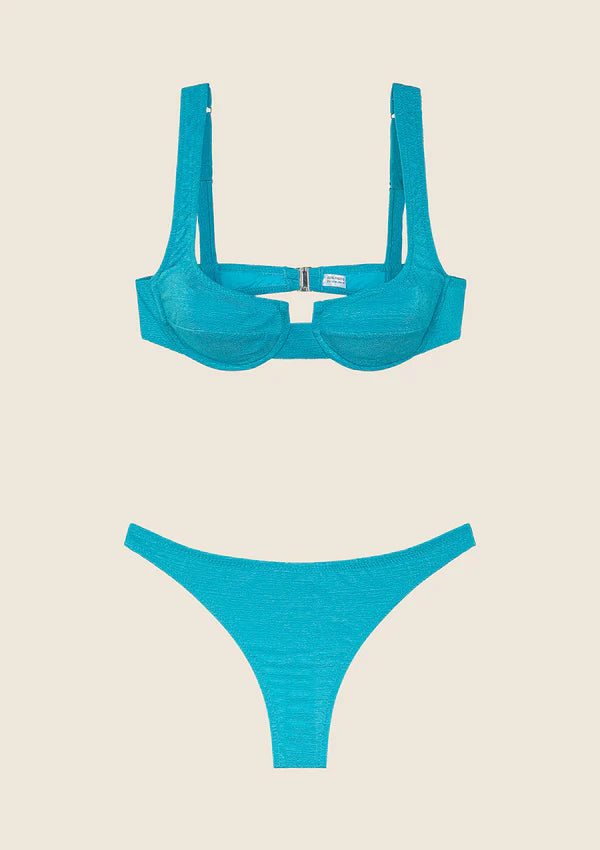 Bikini Donna F**K Reggiseno con Ferretto e Slip Americano Fisso AZZURRO EFFEK