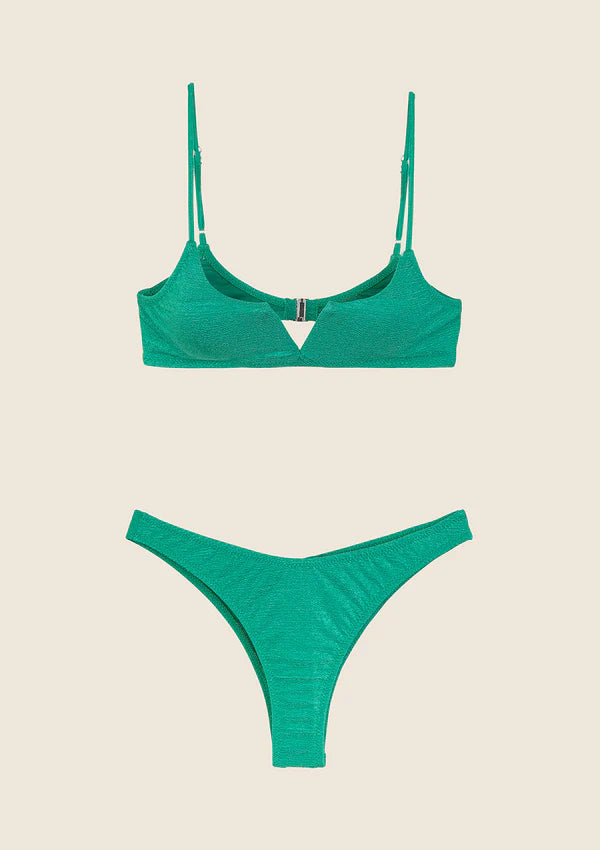 Bikini Donna F**K Top con Ferretto e Slip Americano Fisso VERDE Effek