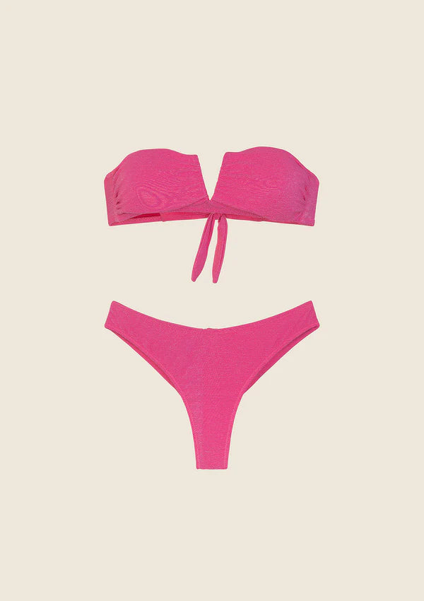 Bikini Donna F**K Fascia a V con Ferretto e Slip Americano Fisso FUCSIA Effek