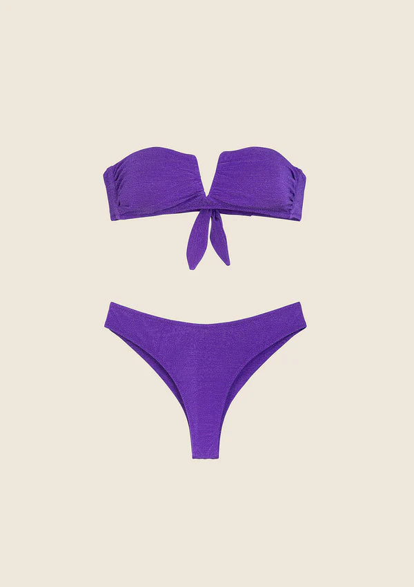 Bikini Donna F**K Fascia a V con Ferretto e Slip Americano Fisso VIOLA Effek