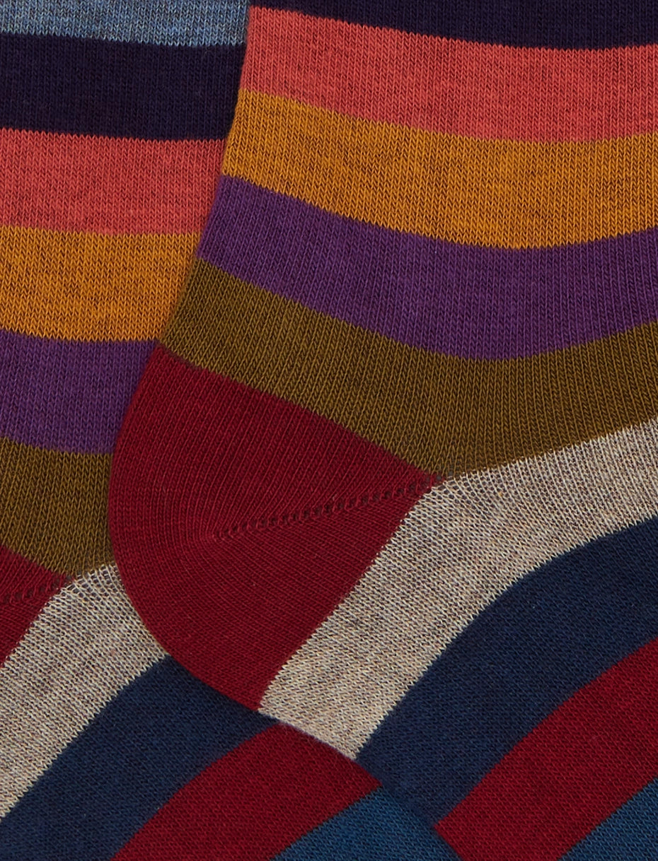 Calze lunghe donna cotone bordò righe pari Gallo