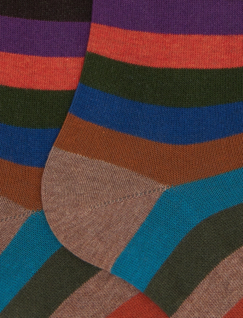 Calze lunghe donna cotone beige righe pari Gallo