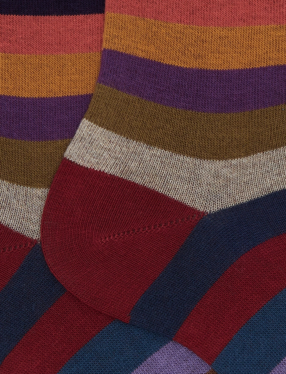 Calze corte donna cotone bordò righe pari Gallo