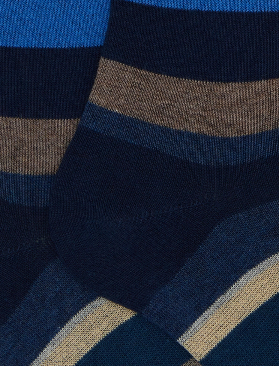 Calze lunghe donna cotone blu righe multicolor Gallo