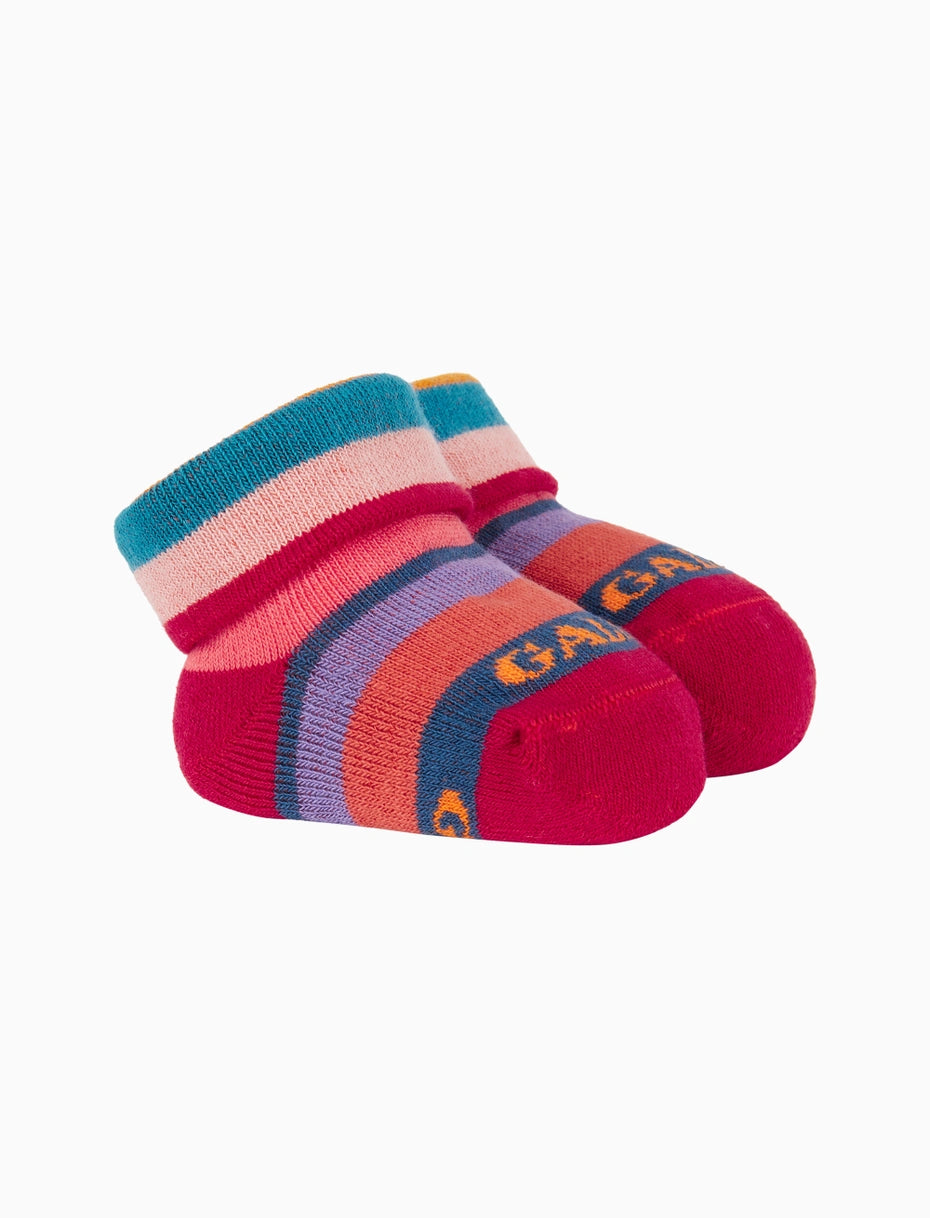 Babbucce bambino cotone rosso righe multicolor Gallo