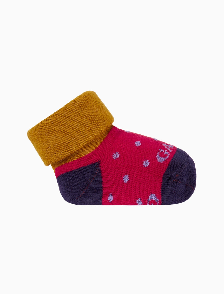 Babbucce bambino cotone rosso fantasia pois Gallo