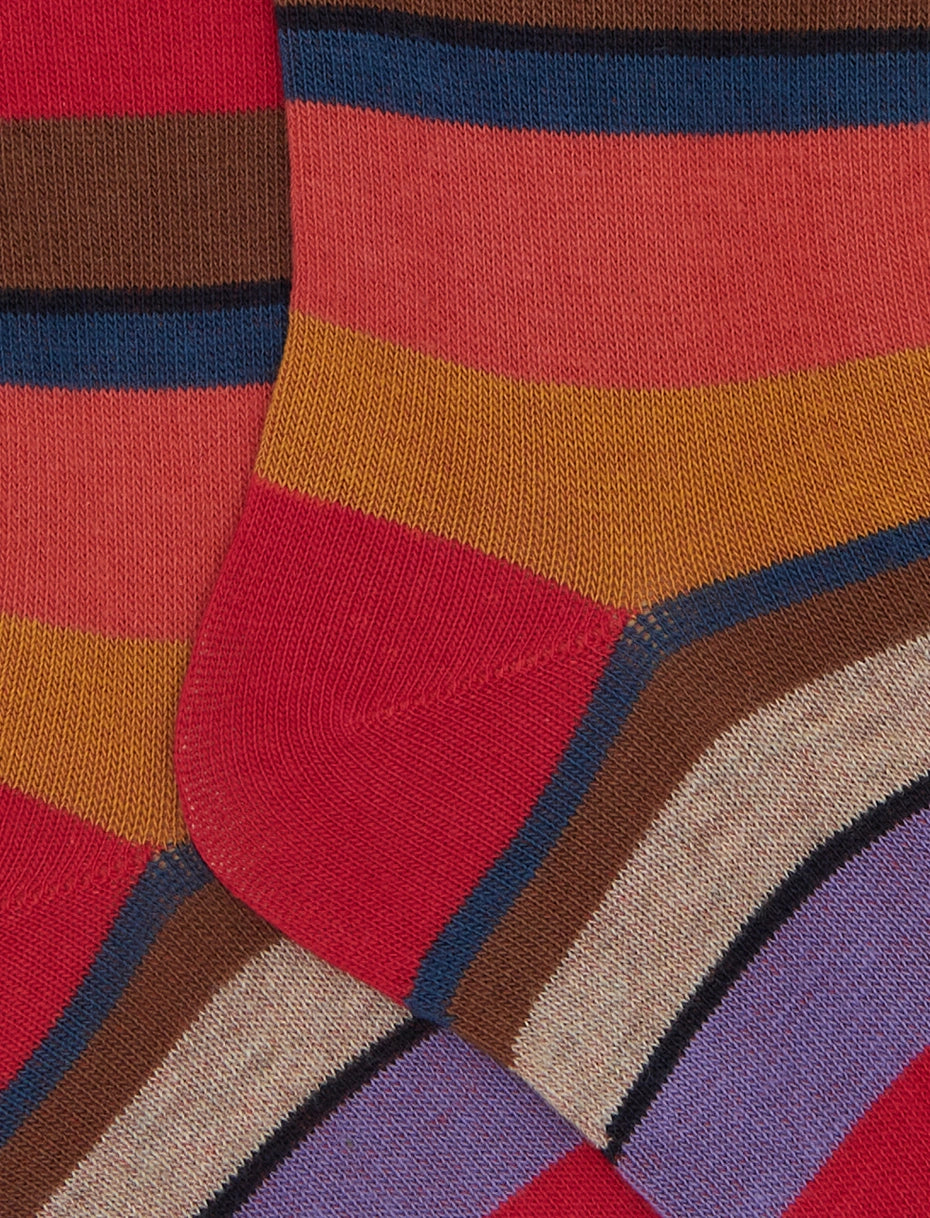 Calze lunghe bambino cotone rosso righe multicolor Gallo