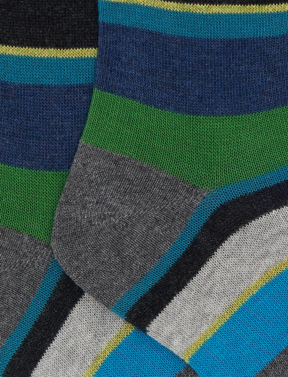 Calze lunghe bambino cotone grigio righe multicolor Gallo