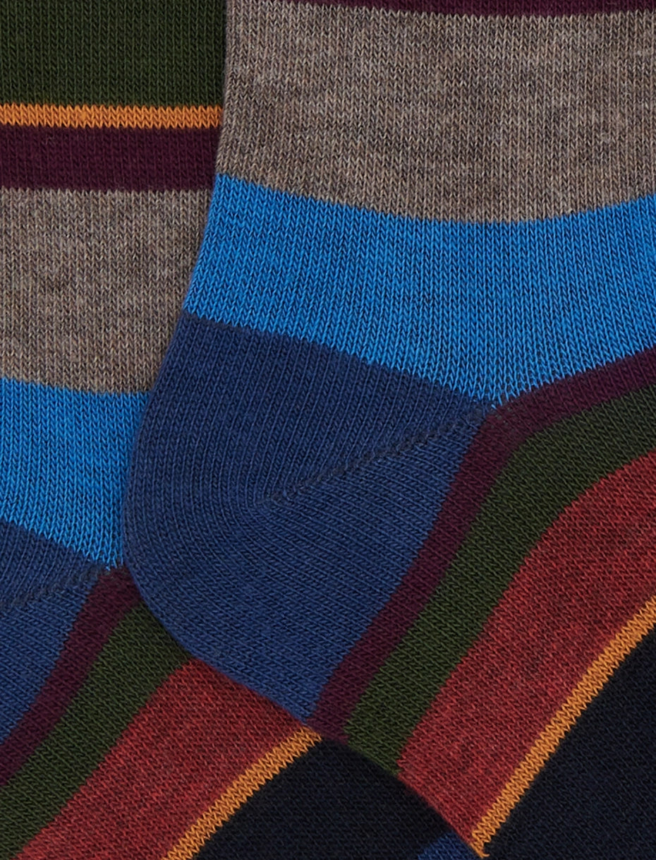 Calze lunghe bambino cotone blu righe multicolor Gallo
