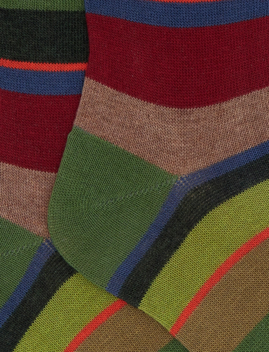 Calze lunghe bambino cotone verde righe multicolor Gallo