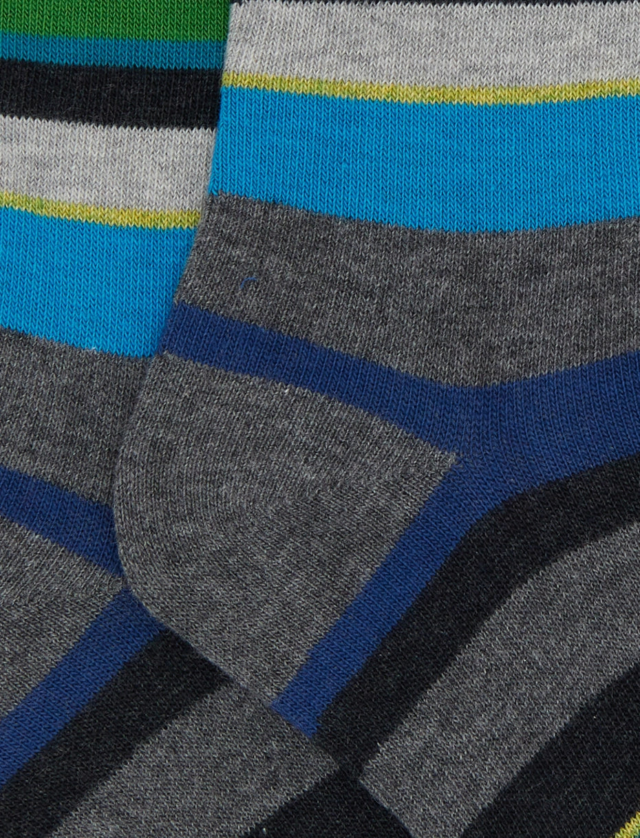Calze corte bambino cotone grigio righe multicolor Gallo