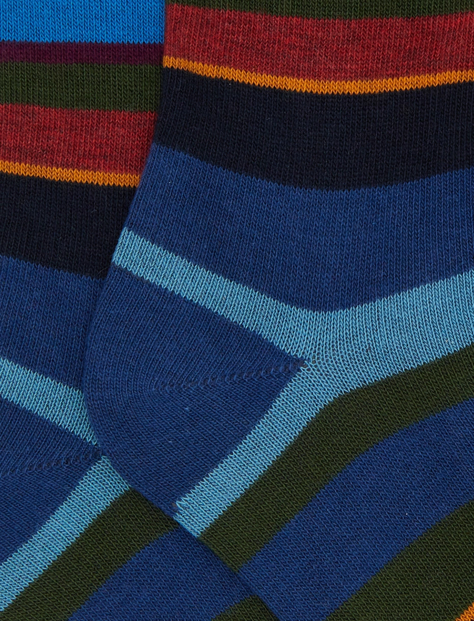 Calze corte bambino cotone blu righe multicolor Gallo