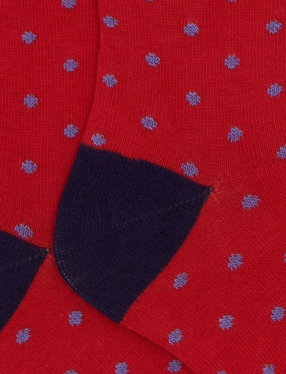 Calze lunghe bambino cotone rosso fantasia pois Gallo