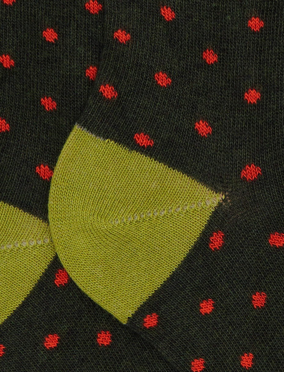 Calze corte bambino cotone verde fantasia pois Gallo