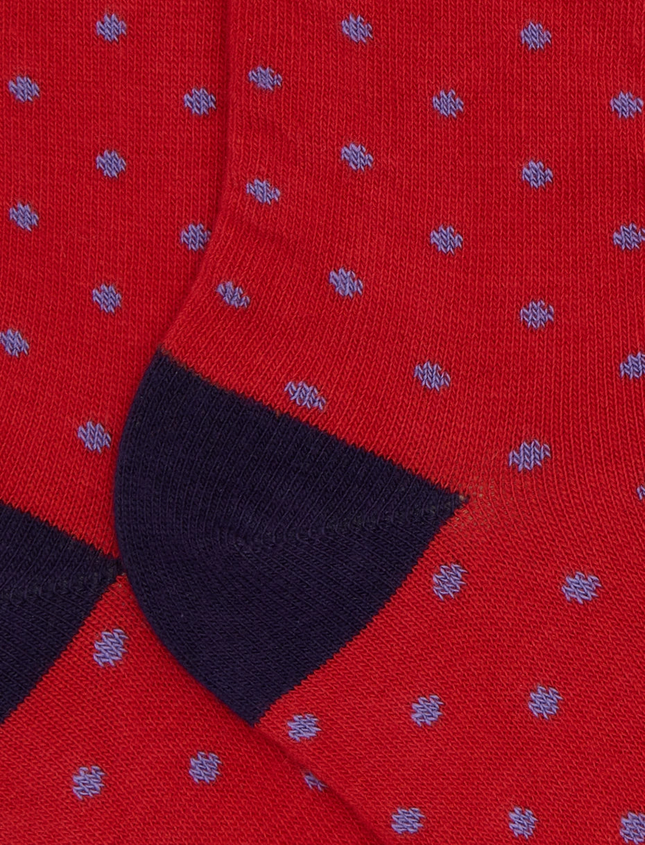 Calze corte bambino cotone rosso fantasia pois Gallo