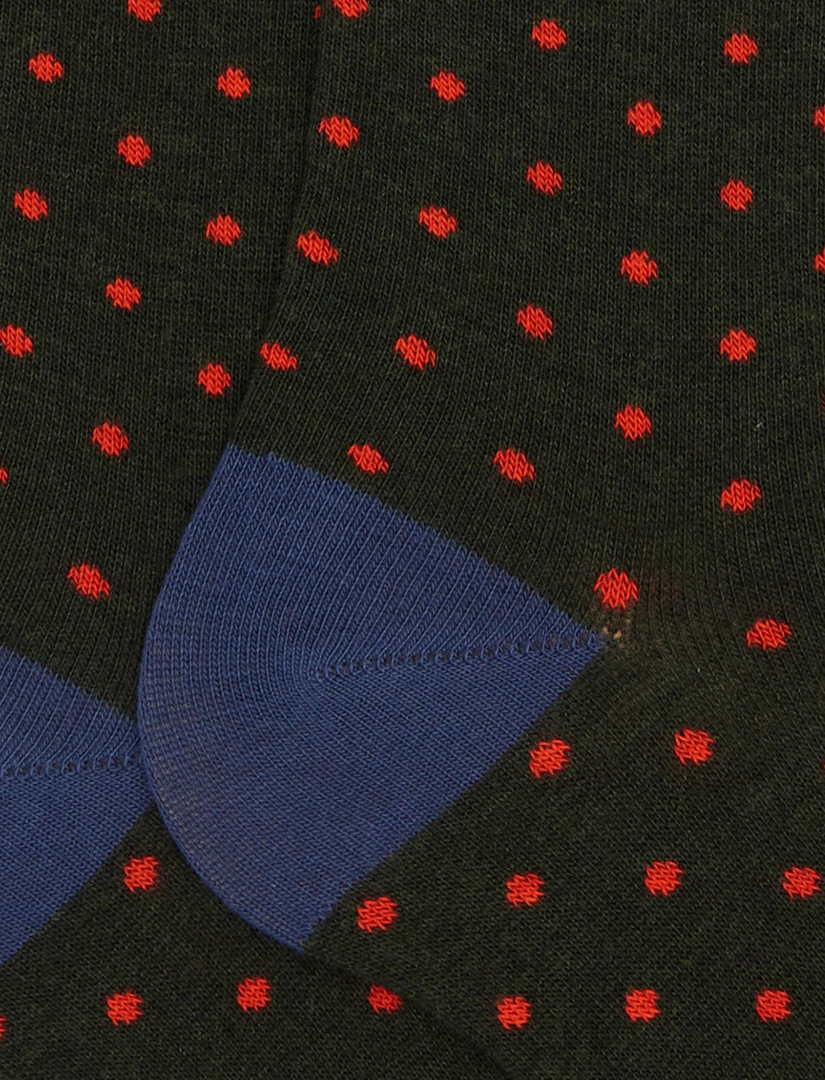 Calze lunghe uomo cotone verde fantasia pois Gallo