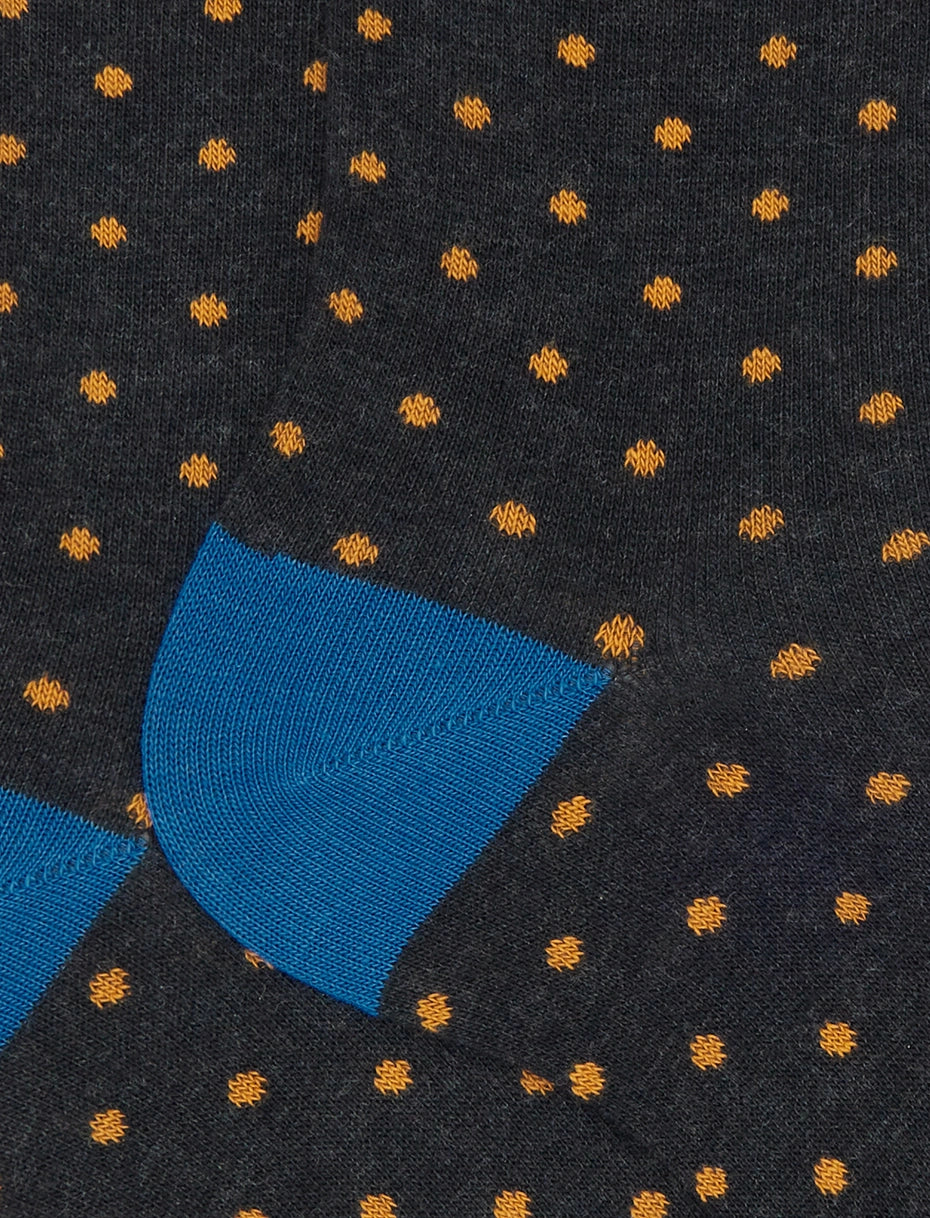 Calze corte uomo cotone grigio fantasia pois Gallo