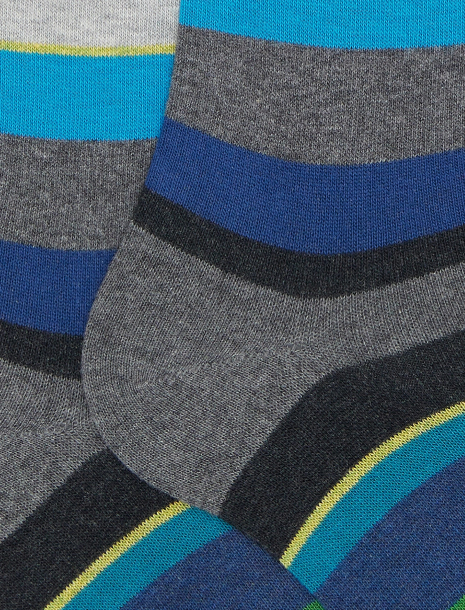 Calze lunghe uomo cotone grigio righe multicolor Gallo