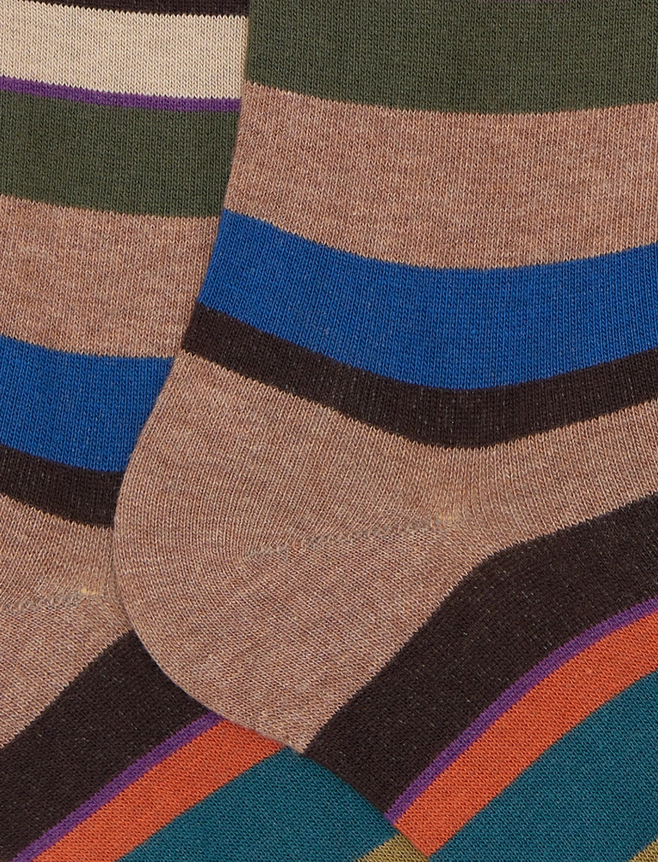 Calze lunghe uomo cotone beige righe multicolor Gallo
