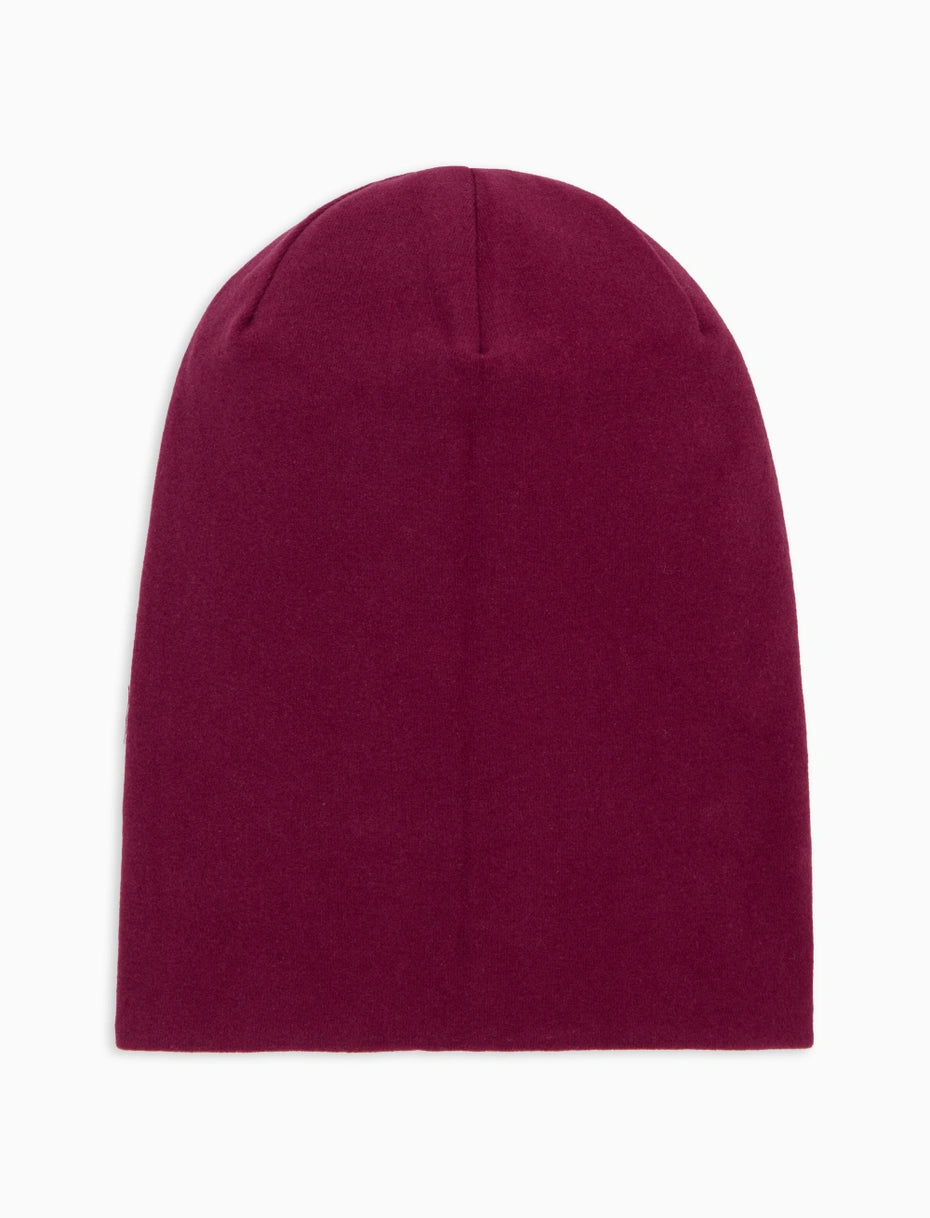 Berretto lungo reversibile bambino pile bordò righe multicolor Gallo