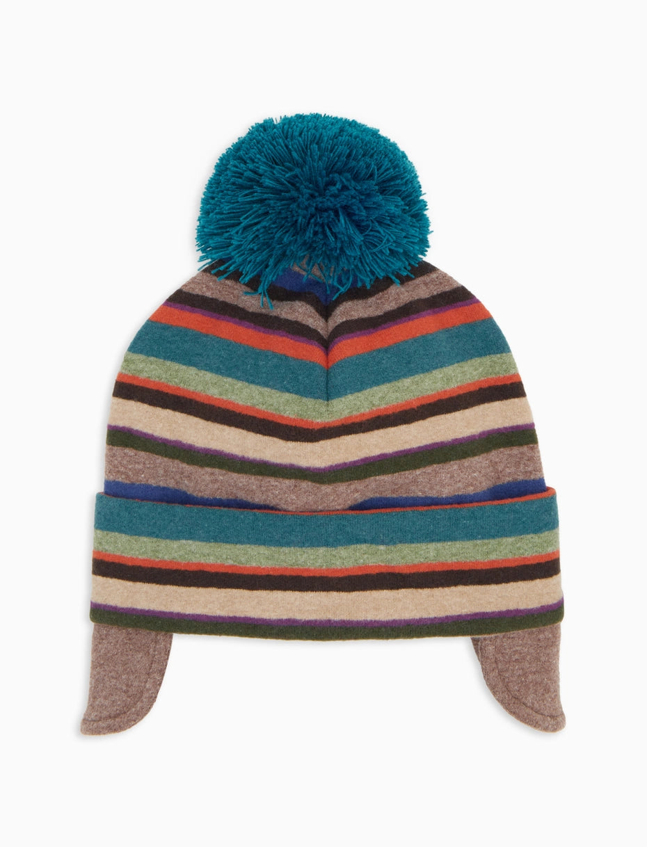 Berretto aviatore bambino pile beige righe multicolor Gallo