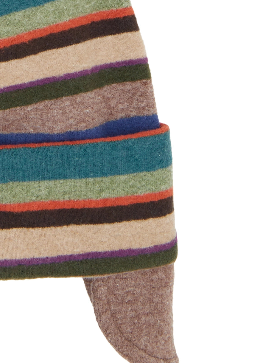 Berretto aviatore bambino pile beige righe multicolor Gallo