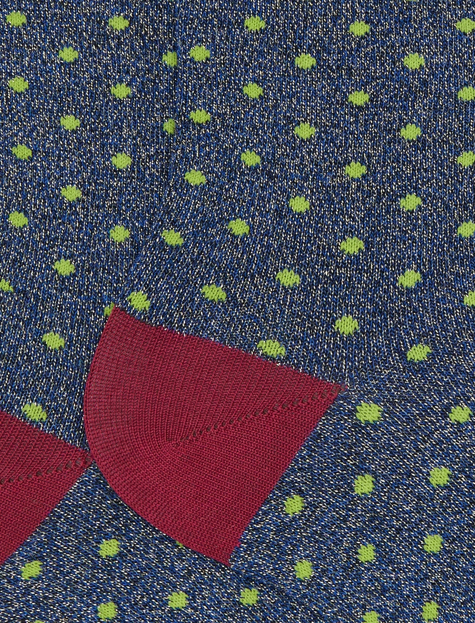 Calze corte donna cotone blu fantasia pois effetto scintillante Gallo