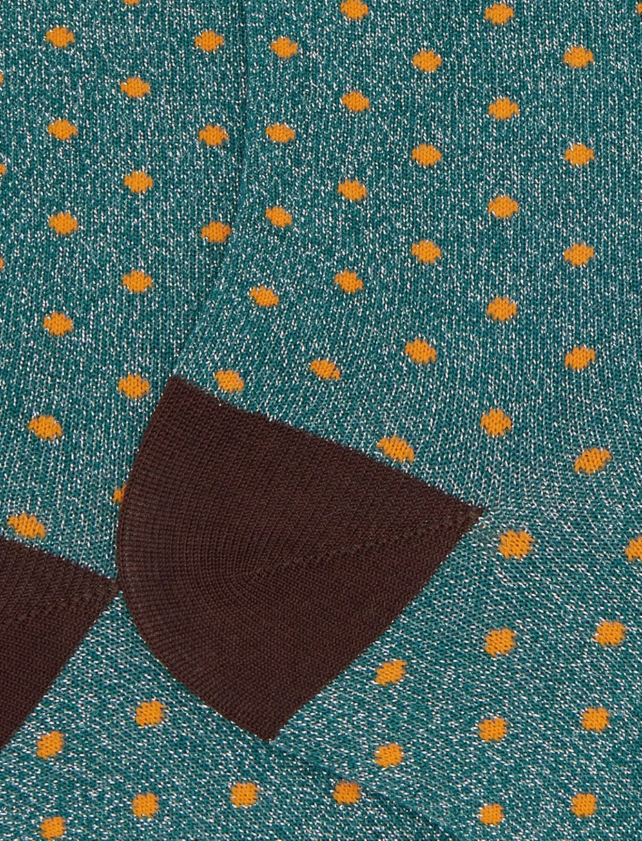 Calze corte donna cotone verde fantasia pois effetto scintillante Gallo