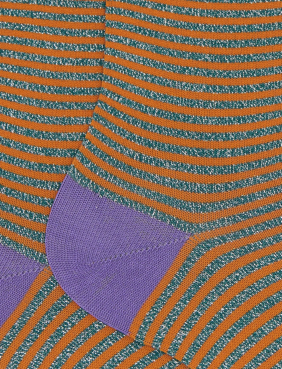 Calze corte donna cotone verde righe windsor effetto scintillante Gallo