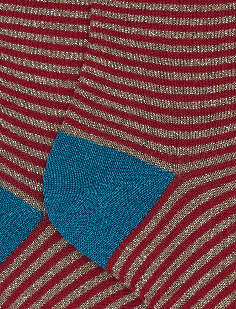 Calze corte bambino cotone beige righe windsor effetto scintillante Gallo