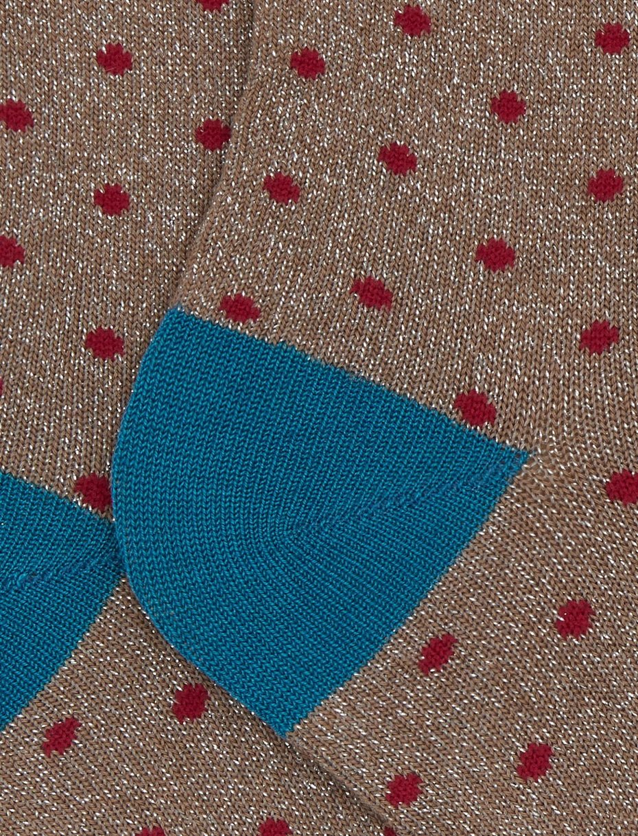 Calze corte bambino cotone beige fantasia pois effetto scintillante Gallo