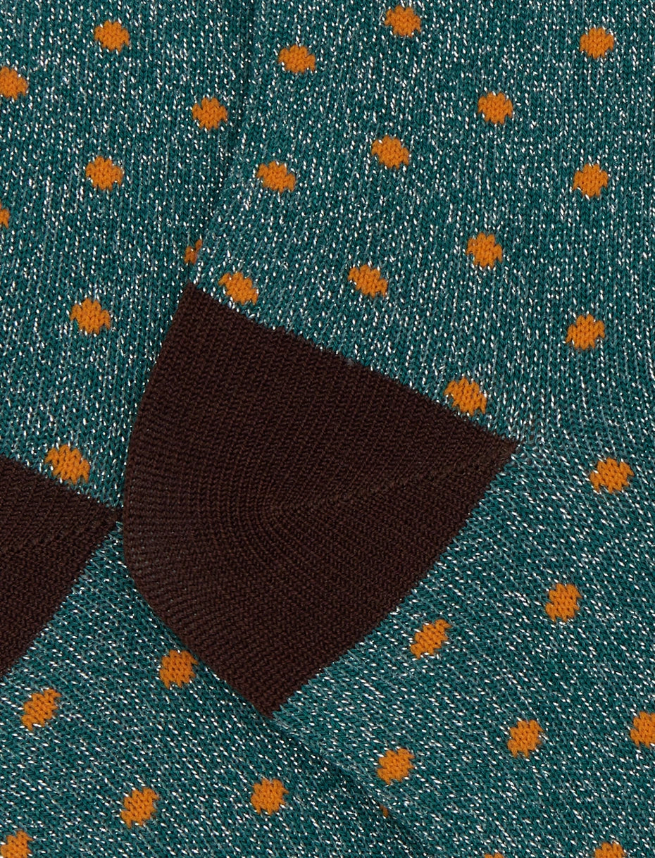 Calze corte bambino cotone verde fantasia pois effetto scintillante Gallo