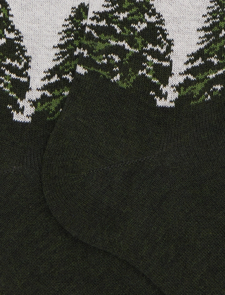 Calze lunghe uomo cotone verde fantasia paesaggio con seggiovia Gallo