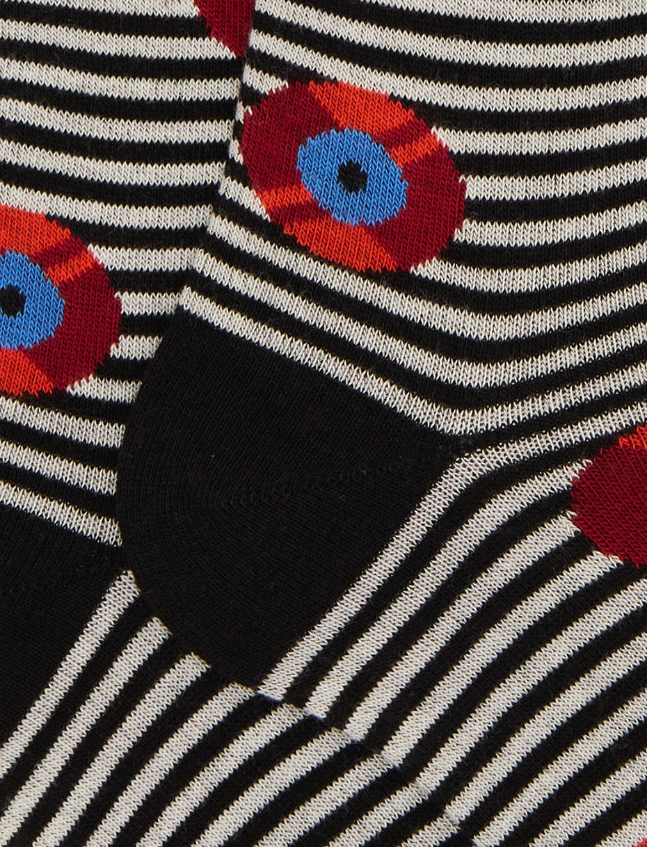 Calze lunghe uomo cotone nero fantasia dischi vinile Gallo