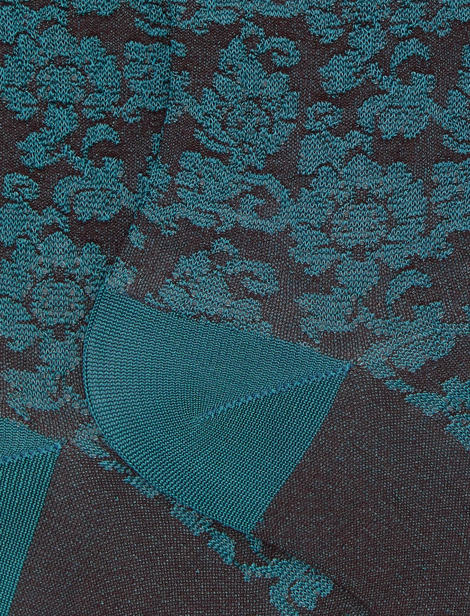 Calze corte donna viscosa blu fantasia broccato floreale Gallo