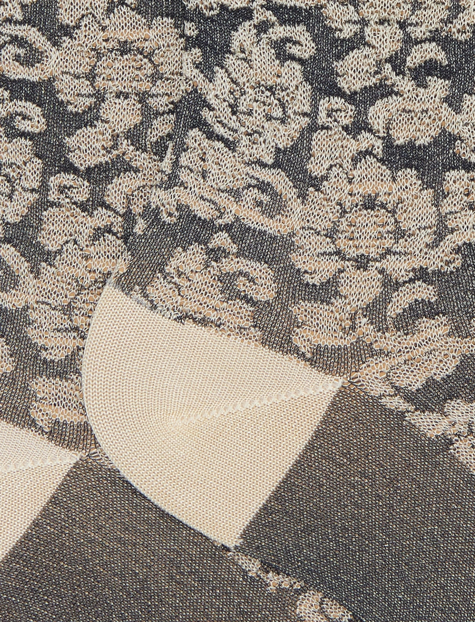 Calze corte donna viscosa beige fantasia broccato floreale Gallo