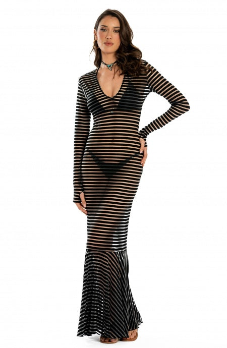 Abito Lungo NERO Marina Gold PIN-UP STARS